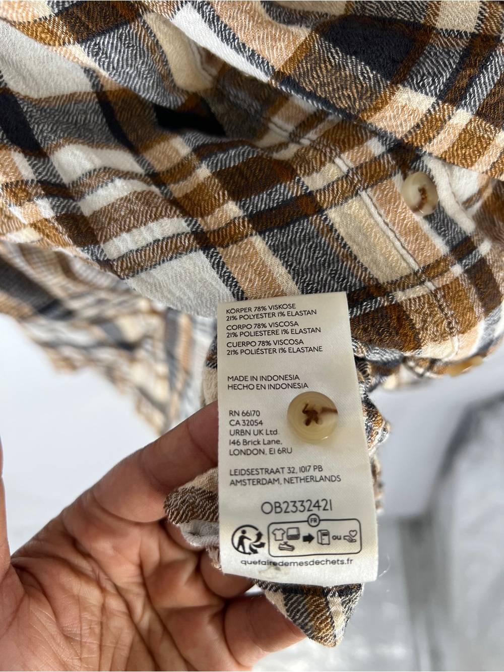 Pilcro Plaid Button-Up Shirt in Brown, Cream & Black - Picture 8 of 14